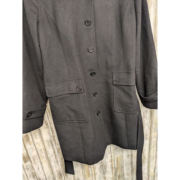 Brooks Brothers 346 Women's Wool Cashmere Belted Black Pea Coat Pockets Size 8 - Picture 4 of 15